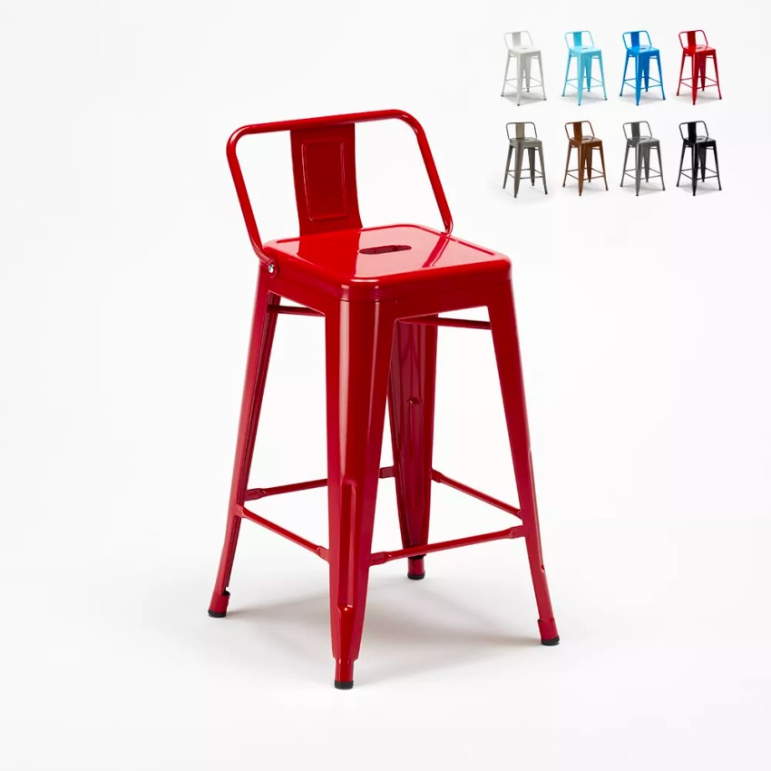 Tabouret de bar cuisine industriel en acier avec dossier h61cm Steel Top Promotion Tabouret de bar cuisine industriel en acier avec dossier h61cm Steel Top Promotion