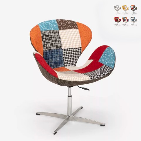 Fauteuil patchwork pivotant de salon style design moderne Stork Promotion