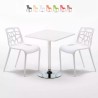 Table Blanche Carrée 70x70 et 2 Chaises Colorées Set Intérieur Bar Café Gelateria Cocktail Promotion