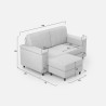 Modernes 2-Sitzer-Sofa mit Pouf aus Marrak-Stoff 120P 