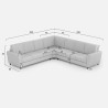 Canapé d'angle moderne en tissu 7 places grand 288x288cm Yasel 218AG 