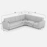 Canapé de salon d'angle moderne en tissu 6 places 288x248cm Yasel 18AG 