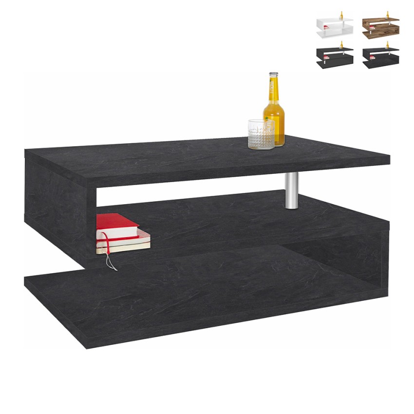 Table basse moderne rectangulaire 90x55cm 2 étagères Zeta 90 Vente Table basse moderne rectangulaire 90x55cm 2 étagères Zeta 90 Vente