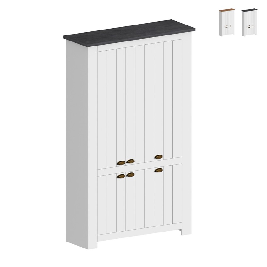 Armoire à chaussures multi-usage grande blanche 114x42x200cm 6 portes Elaisa Vente Armoire à chaussures multi-usage grande blanche 114x42x200cm 6 portes Elaisa Vente