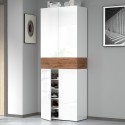 Armoire à chaussures 4 portes 10 étagères 76x34x200cm blanc Hanad Catalogue