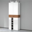 Armoire à chaussures 4 portes 10 étagères 76x34x200cm blanc Hanad 