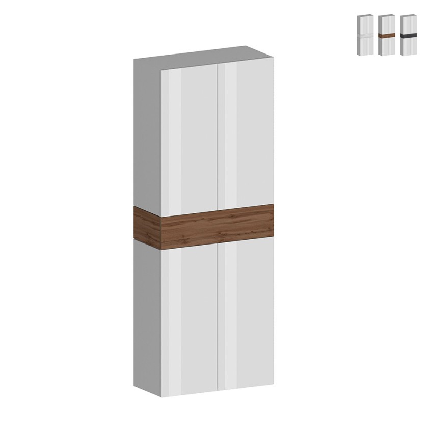 Armoire à chaussures 4 portes 10 étagères 76x34x200cm blanc Hanad Offre Armoire à chaussures 4 portes 10 étagères 76x34x200cm blanc Hanad Offre