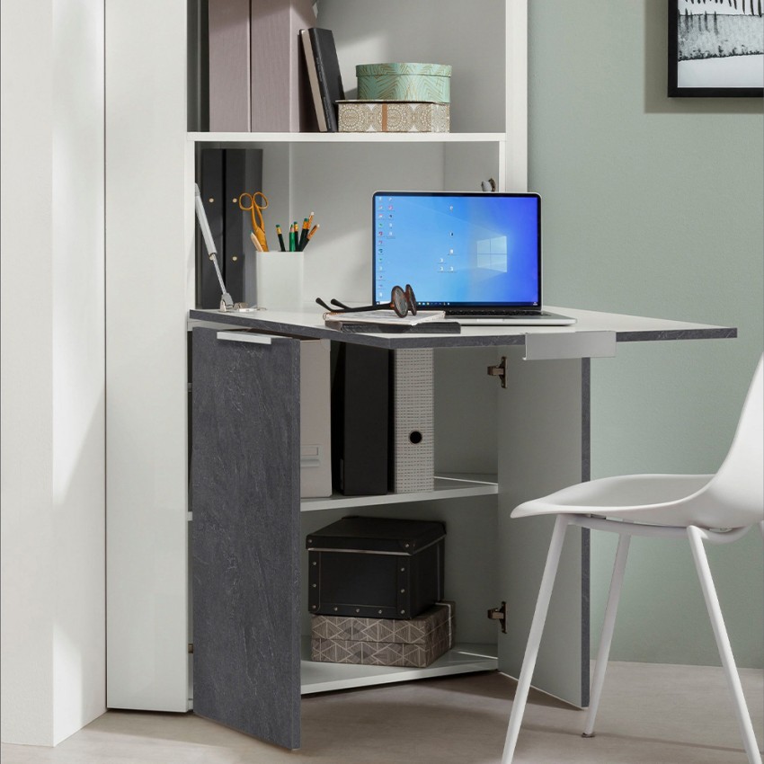 Bureau d'angle pliable et escamotable gain de place 90x56cm Layla II Promotion Bureau d'angle pliable et escamotable gain de place 90x56cm Layla II Promotion