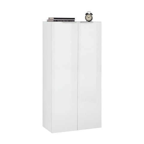 Moderne Büroschrank Wohnzimmer 2 Türen Weiß Hochglanz 70x35x140 Birse Aktion