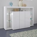 Credenza 3 ante libreria moderna ripiani in vetro 150x40x100cm Allen Saldi