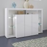 Credenza 3 ante libreria moderna ripiani in vetro 150x40x100cm Allen Saldi
