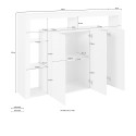 Credenza 3 ante libreria moderna ripiani in vetro 150x40x100cm Allen Acquisto