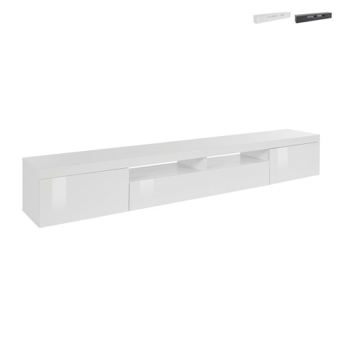 Meuble TV bas avec 2 portes et 1 abattant 240x40x35cm Idris Promotion