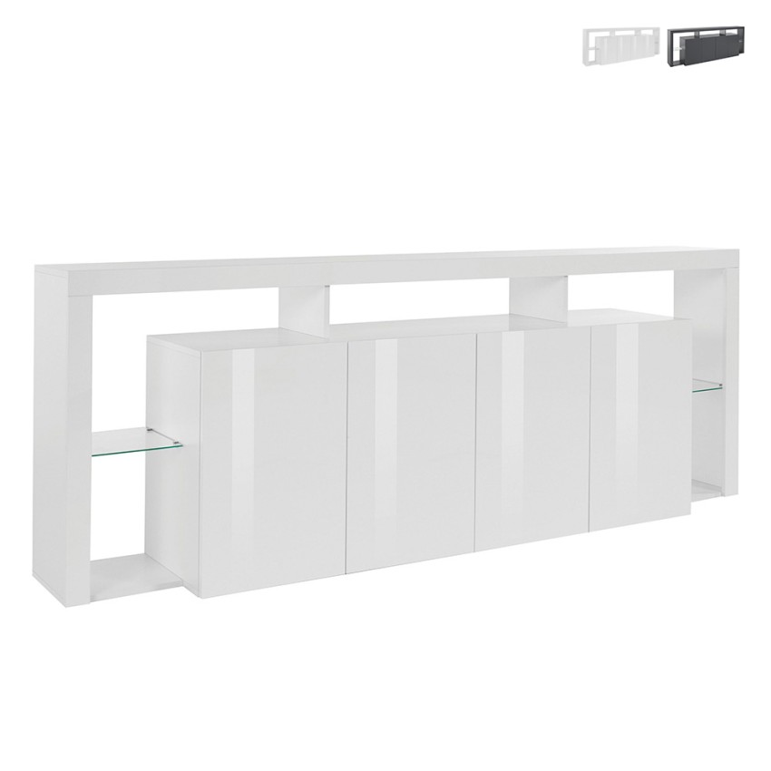 Buffet de salon 4 portes grand bahut 220x40x80 design moderne Towyn Promotion Buffet de salon 4 portes grand bahut 220x40x80 design moderne Towyn Promotion