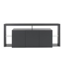 Madia credenza 3 ante 200x40x80cm libreria moderna ripiani in vetro Pibrac Scelta