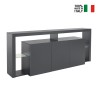 Madia credenza 3 ante 200x40x80cm libreria moderna ripiani in vetro Pibrac Sconti