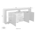 Madia credenza 3 ante 200x40x80cm libreria moderna ripiani in vetro Pibrac 