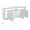 Madia credenza 3 ante 200x40x80cm libreria moderna ripiani in vetro Pibrac 