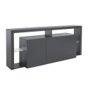 Madia credenza 3 ante 200x40x80cm libreria moderna ripiani in vetro Pibrac Stock