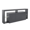 Madia credenza 3 ante 200x40x80cm libreria moderna ripiani in vetro Pibrac Stock