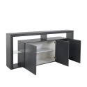 Madia credenza 3 ante 200x40x80cm libreria moderna ripiani in vetro Pibrac Modello