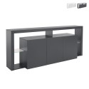 Madia credenza 3 ante 200x40x80cm libreria moderna ripiani in vetro Pibrac Promozione