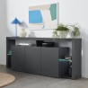Madia credenza 3 ante 200x40x80cm libreria moderna ripiani in vetro Pibrac Offerta