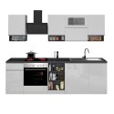 Moderne modulare Küche, lineares Design, 256 cm, Modell Essence 