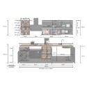 Moderne komplett ausgestattete Küche mit linearem Design, 256cm, modular Unica 