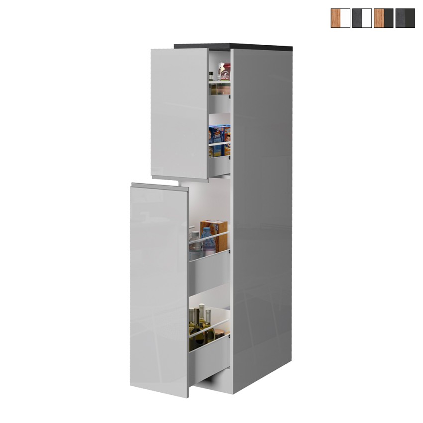 Meuble de cuisine moderne avec 2 tiroirs à épices 30x60x164,5 Trym Vente Meuble de cuisine moderne avec 2 tiroirs à épices 30x60x164,5 Trym Vente