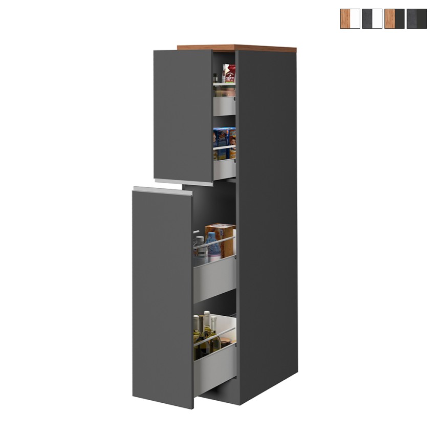 Apothekerschrank mit 2 Gewürzschubladen für moderne Küche 30x60x164,5 Trym Angebot Apothekerschrank mit 2 Gewürzschubladen für moderne Küche 30x60x164,5 Trym Angebot