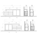 Madia Sideboard 2 Türen 3 Schubladen modernes Design 200x42x82cm Milton Eigenschaften