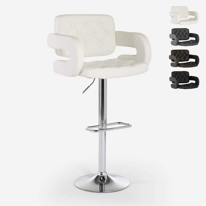 Tabouret de bar pivotant en similicuir avec accoudoirs style fauteuil Darry Vente Tabouret de bar pivotant en similicuir avec accoudoirs style fauteuil Darry Vente