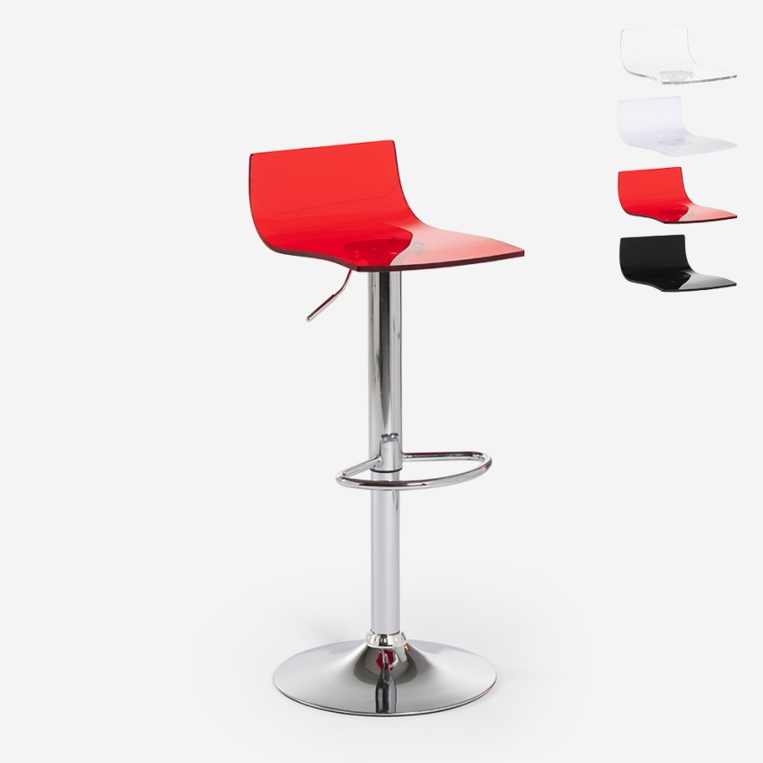 Juneau transparenter drehbarer Hocker modernes Design Metall Bar Küche Aktion Juneau transparenter drehbarer Hocker modernes Design Metall Bar Küche Aktion