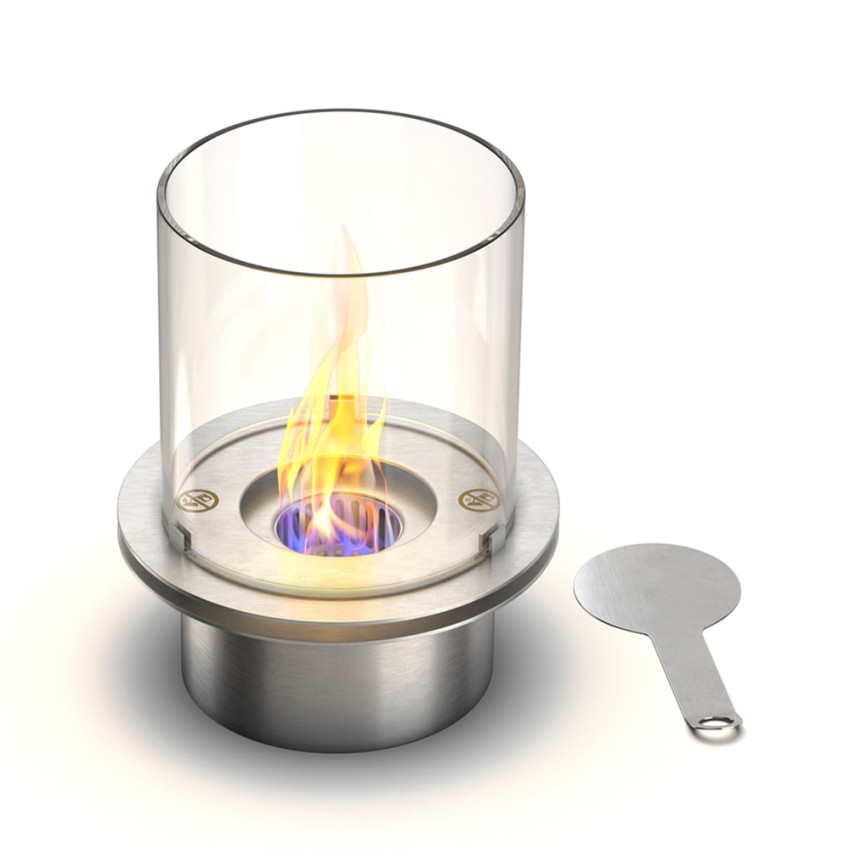 Brûleur de biocheminée en inox, cheminée à bioéthanol ronde avec verre Round Dimensions