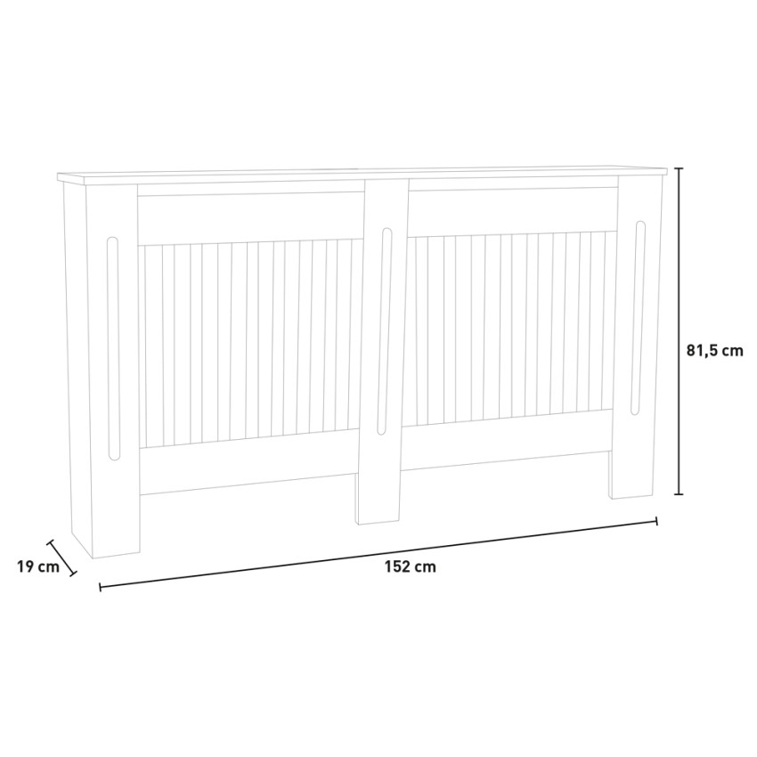 Heeter XL copricalorifero 152x19x81,5h copritermosifone in legno bianco