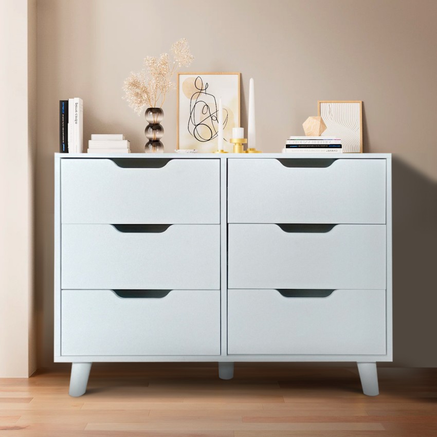 Onda Kommode Mobile credenza cucina 130cm 2 ante 4 cassetti bianco