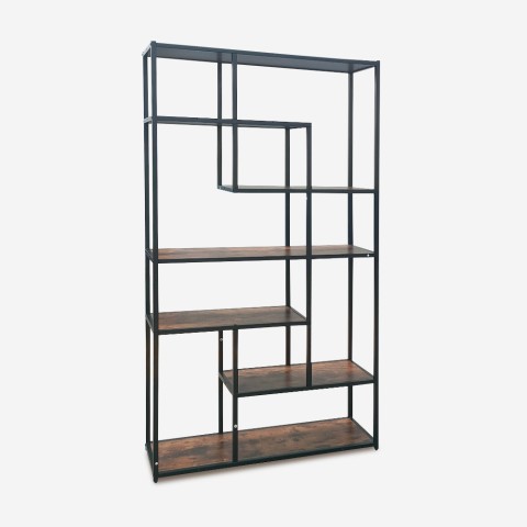 Bücherregal aus Eisen und Holz industrieller Design 100x30x180h Fravit Aktion