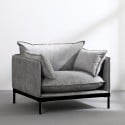 Set divano 2 posti poltrona in tessuto grigio stile moderno Hannover Scelta