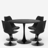 Set Tisch rund 120cm schwarz 4 Stühle im Tulpenstil transparent Almat+ Katalog