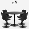 Set 4 Stühle aus schwarzem Polycarbonat, runder Tulipan-Küchentisch 120 cm Haki+ Verkauf
