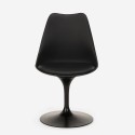 Set 4 Stühle aus schwarzem Polycarbonat, runder Tulipan-Küchentisch 120 cm Haki+ Preis