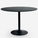 Set 4 Stühle aus schwarzem Polycarbonat, runder Tulipan-Küchentisch 120 cm Haki+ 