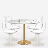 Set Tisch Tulipan weiß marmor Effekt 120cm vergoldet 4 Stühle Vixan+ Katalog