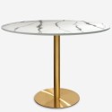 Set Tisch Tulipan weiß marmor Effekt 120cm vergoldet 4 Stühle Vixan+ 