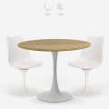 Set 2 Stühle Küche Stil Tulipan Tisch weiß Holz rund 80cm Meis Aktion
