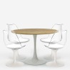 Set 4 weiße transparente Stühle Tulpenholz runder Tisch 120cm Meis+ Rabatte