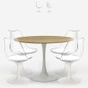 Set 4 weiße transparente Stühle Tulpenholz runder Tisch 120cm Meis+ Aktion