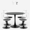 Set 4 Tulipan Stühle runder Tisch 120 cm weiß schwarz Marmoreffekt Liwat+