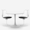 Set Tisch Küche runder 70cm + 2 Stühle Tulipan weiß schwarz Seriq Modell
